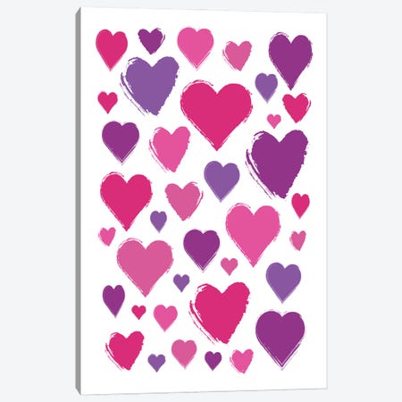 Purple Hearts Canvas Print #PAV777} by Martina Pavlova Canvas Artwork