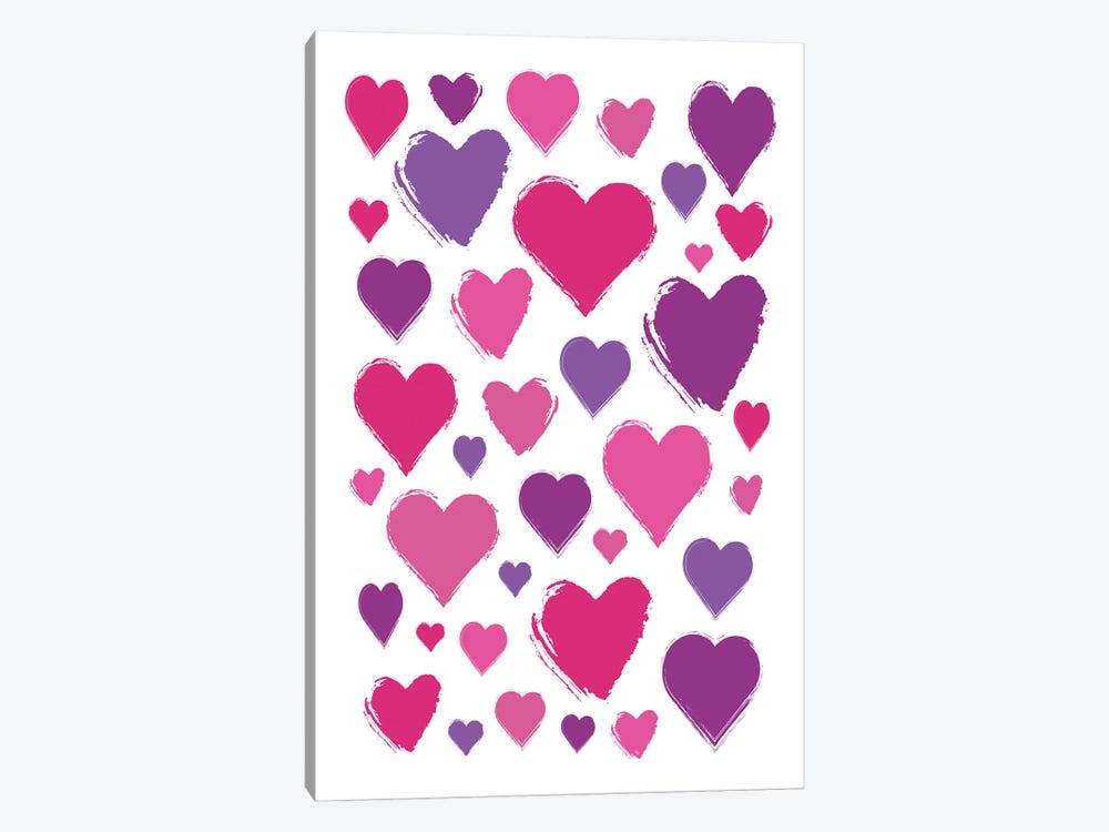 Purple Hearts by Martina Pavlova 1-piece Canvas Print