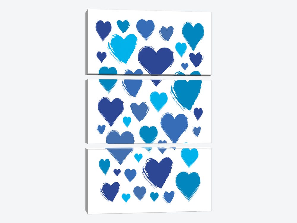 So Blue Hearts 3-piece Art Print