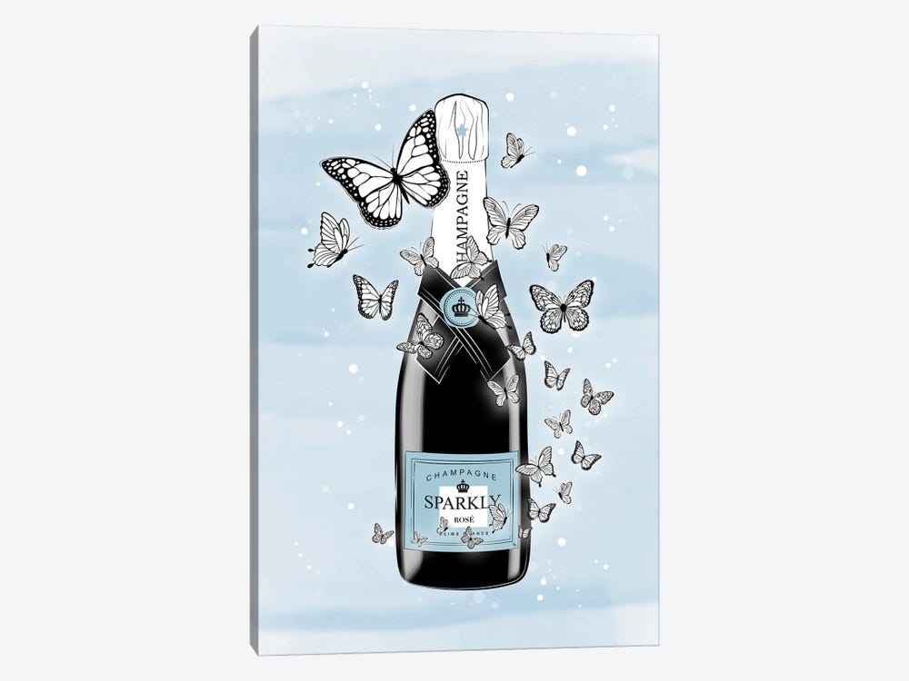 Framed Canvas Art (White Floating Frame) - LV Champagne Bottle by Martina Pavlova ( Food & Drink > Drinks > Champagne art) - 26x18 in