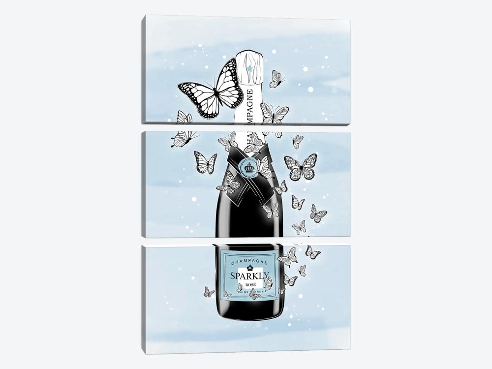 Butterfly Champagne by Martina Pavlova 3-piece Art Print