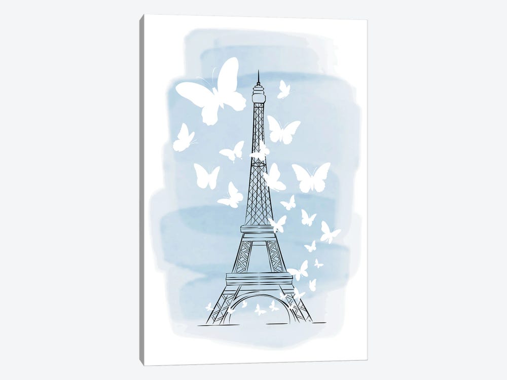 Butterfly Eiffel Tower by Martina Pavlova 1-piece Canvas Wall Art