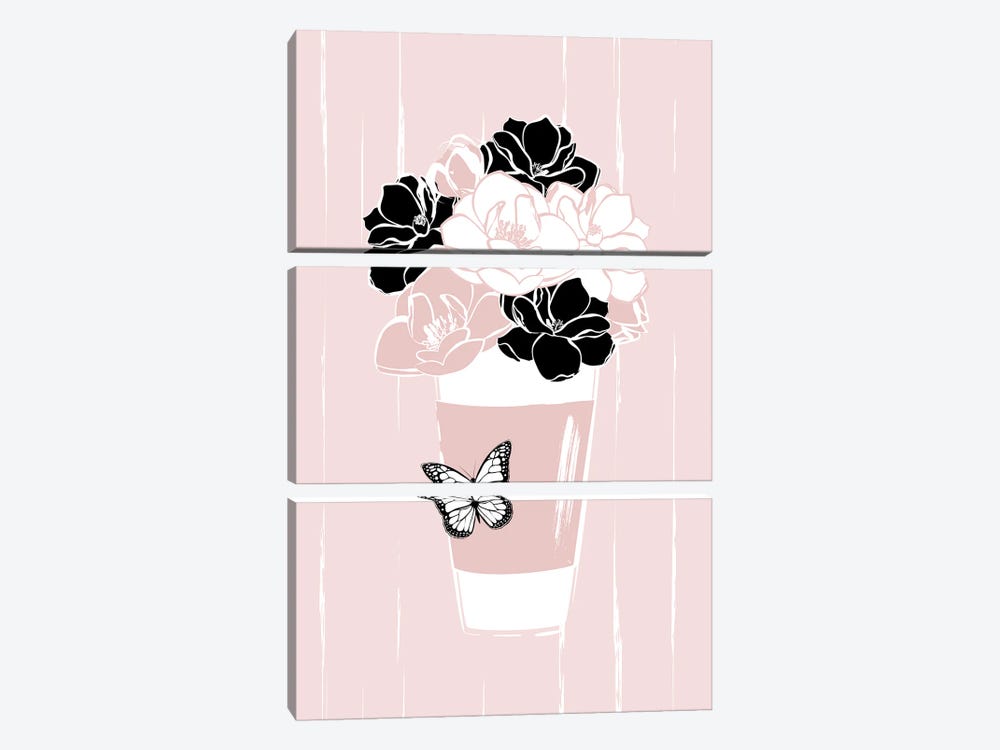 Pink Flower Bouquet by Martina Pavlova 3-piece Canvas Art Print