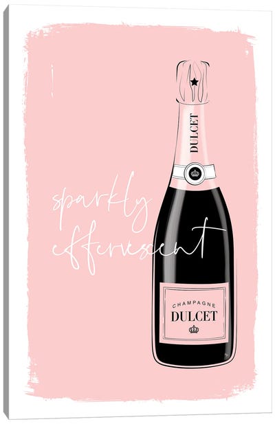 Sparkly Pink Canvas Art Print - Champagne Art