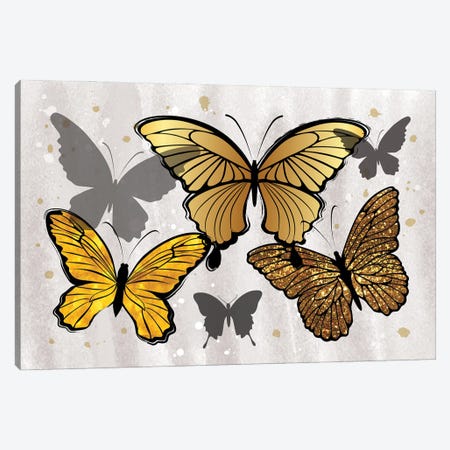 Golden Butterflies Canvas Print #PAV785} by Martina Pavlova Canvas Art Print