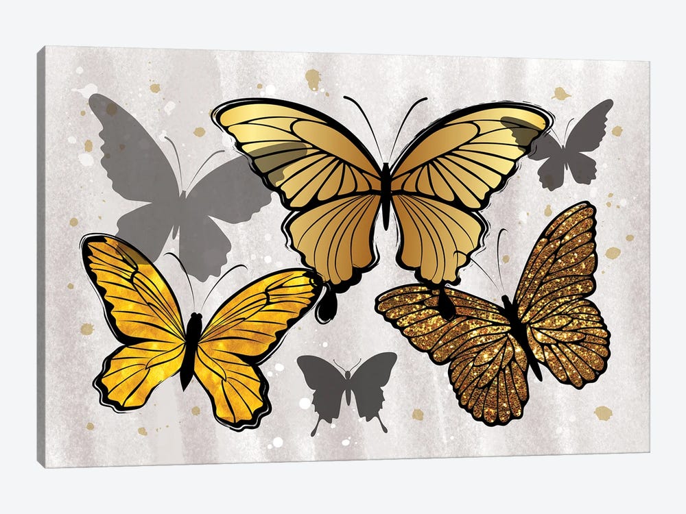 Golden Butterflies by Martina Pavlova 1-piece Canvas Artwork