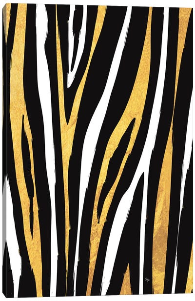 Golden Zebra Canvas Art Print - Animal Patterns