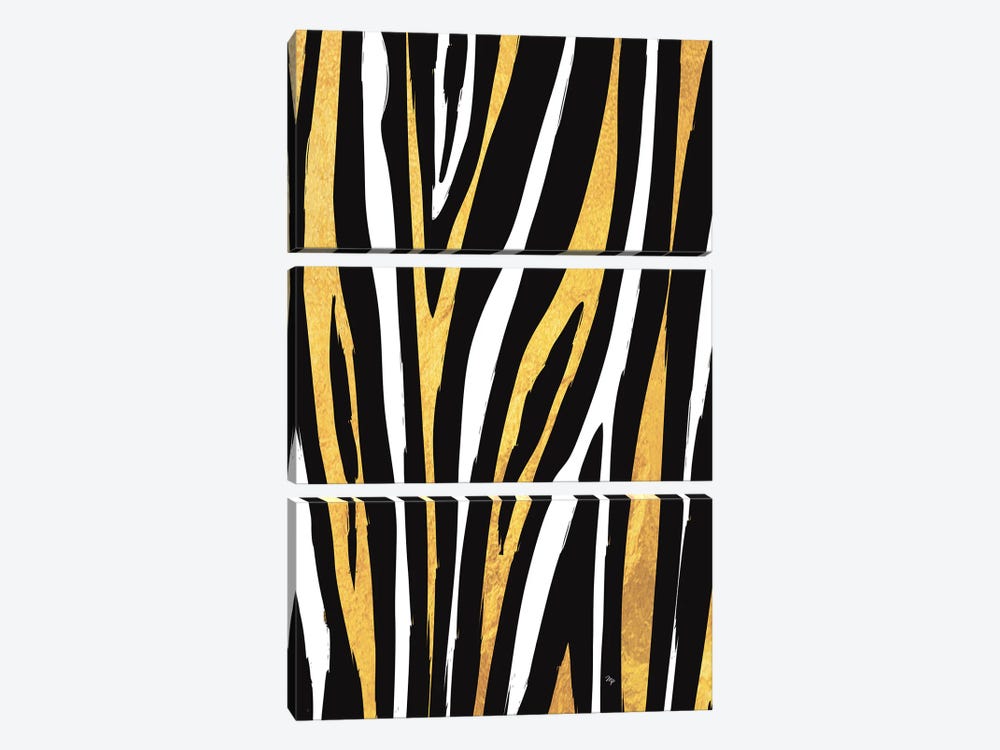 Golden Zebra by Martina Pavlova 3-piece Canvas Artwork
