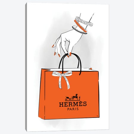SKMOD Paintings Canvas Art Prints - Orange Hermes Horse ( Fashion > Fashion Brands > Hermès art) - 18x18 in