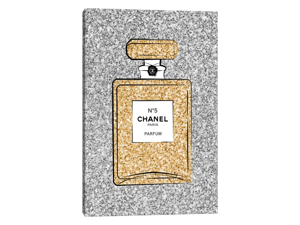 Champagne Graphic Art Chanel Perfume Wrapped Canvas