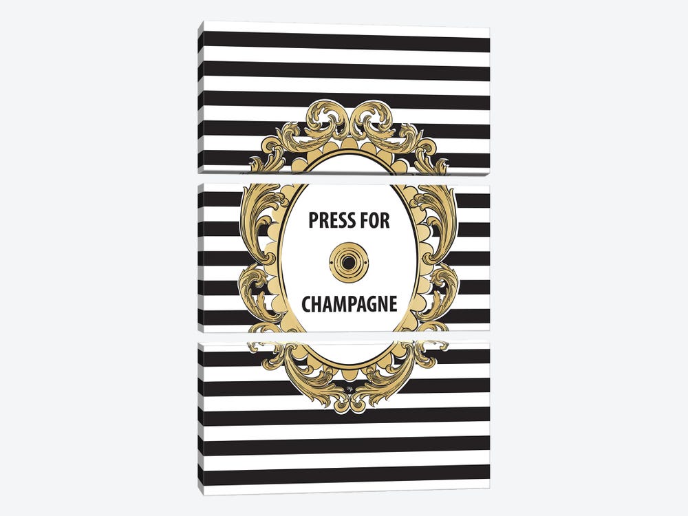 Champagne Button by Martina Pavlova 3-piece Canvas Print