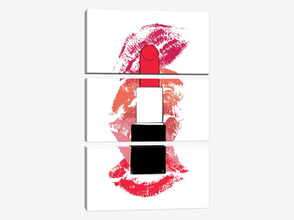 Red Lipstick by Martina Pavlova 3-piece Canvas Art Print