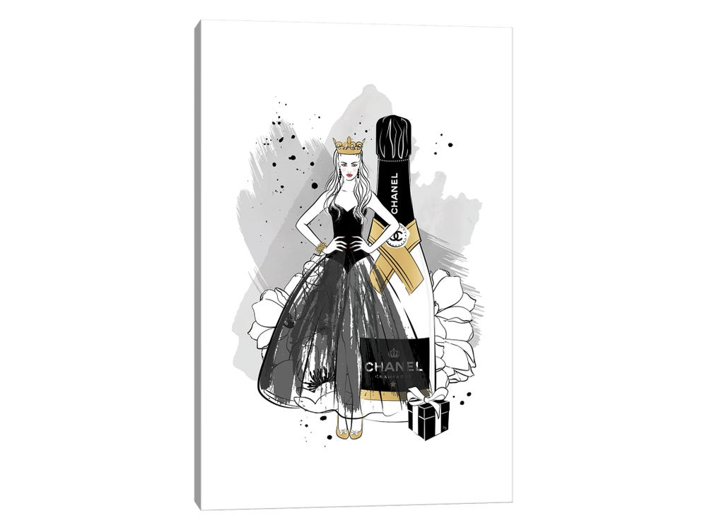 Martina Pavlova Canvas Wall Decor Prints - Chanel Baby ( Food & Drink > Drinks > Champagne art) - 40x26 in