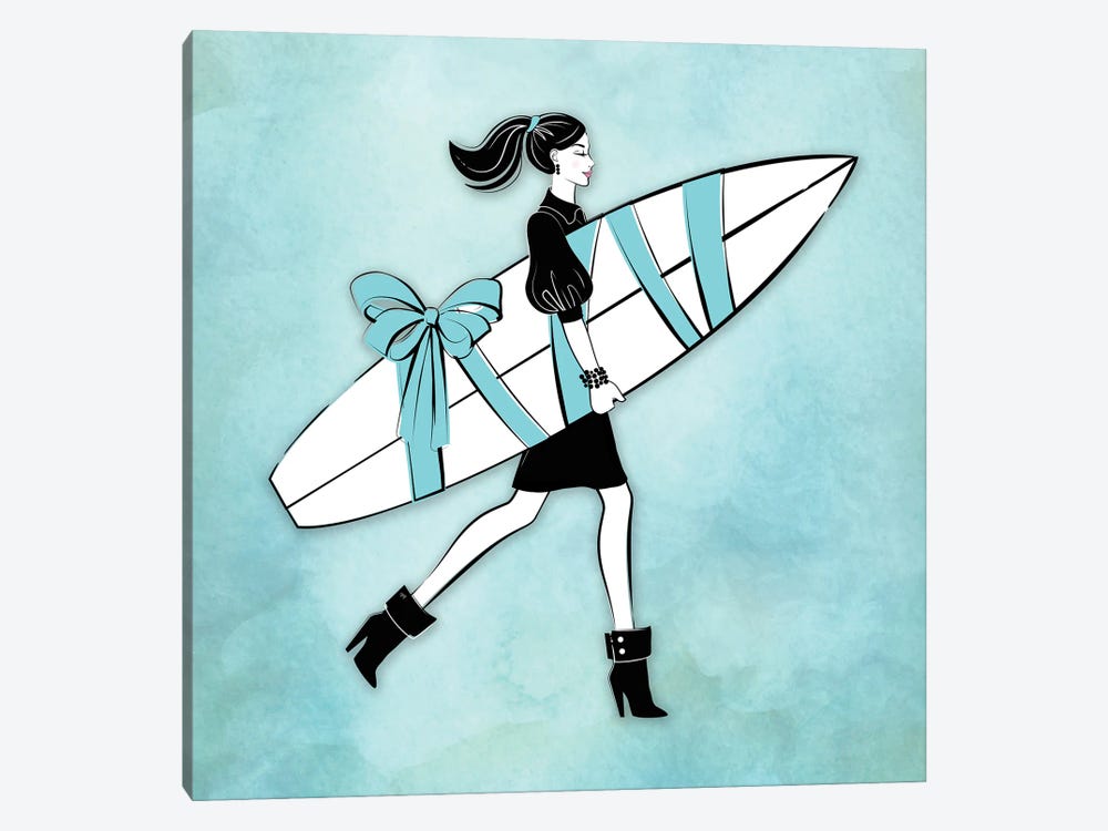 Surf Girl Blue by Martina Pavlova 1-piece Canvas Art