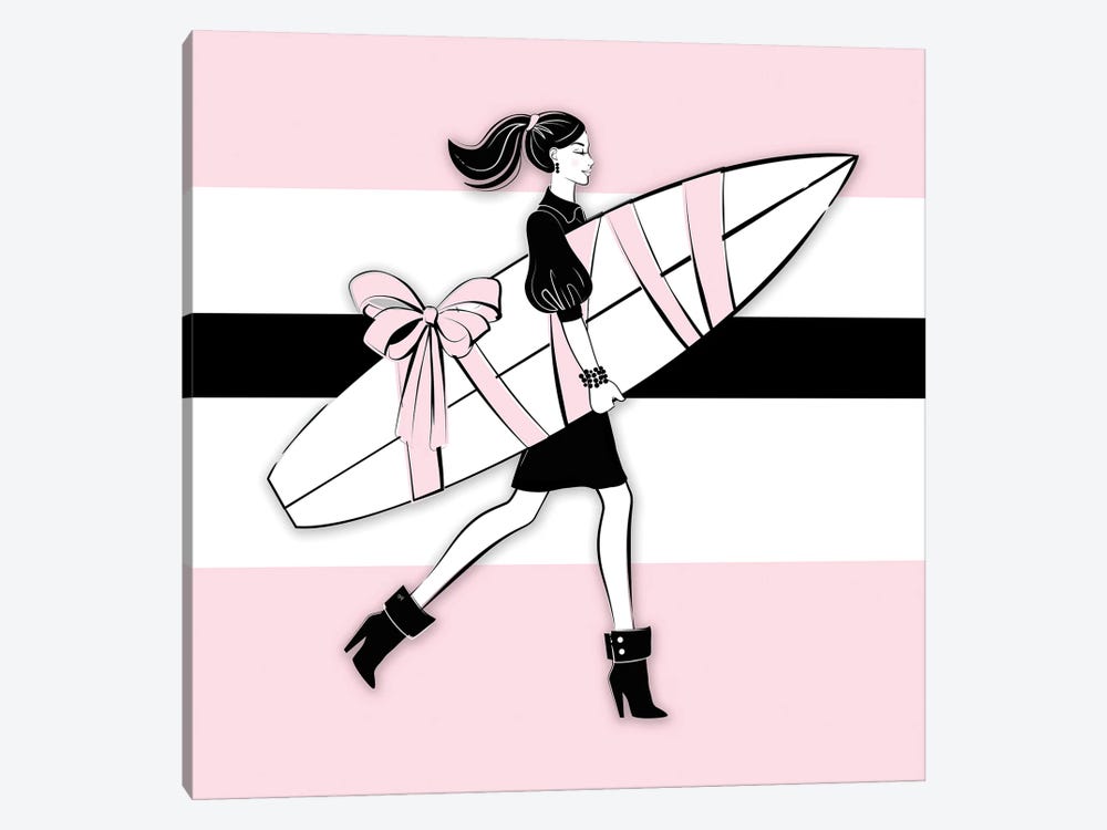 Surf Girl Pink by Martina Pavlova 1-piece Canvas Art Print