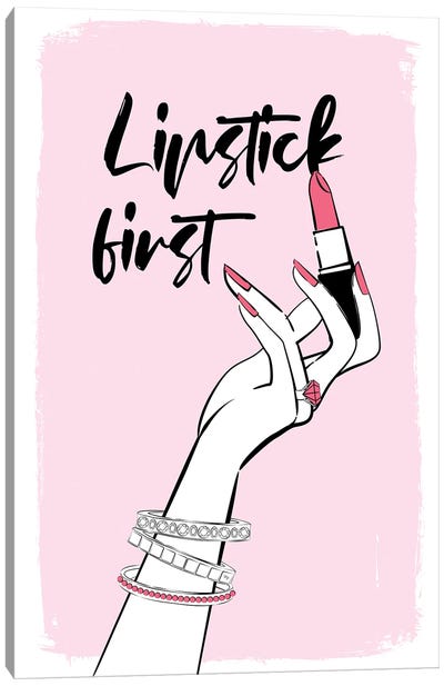 Lipstick First Canvas Art Print - Make-Up Art