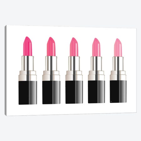Pink Lipsticks Canvas Print #PAV830} by Martina Pavlova Canvas Artwork