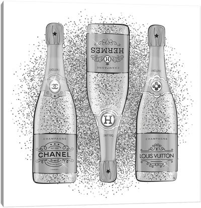 Glitter Champagne Gray Canvas Art Print - Champagne