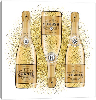 Glitter Champagne Canvas Art Print - Martina Pavlova Fashion Brands