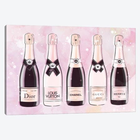 Framed Canvas Art (Gold Floating Frame) - LV Champagne Bottle by Martina Pavlova ( Food & Drink > Drinks > Champagne art) - 26x18 in
