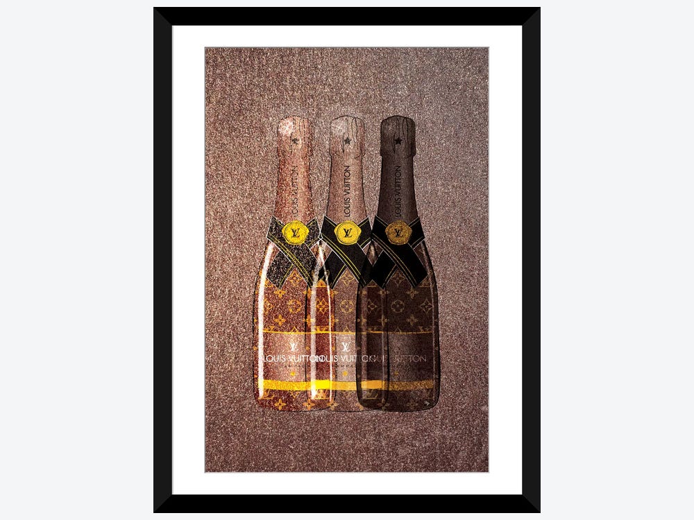 Stupell Industries Fashion Logo Champagne Bottles Framed On Wood by Martina  Pavlova Graphic Art