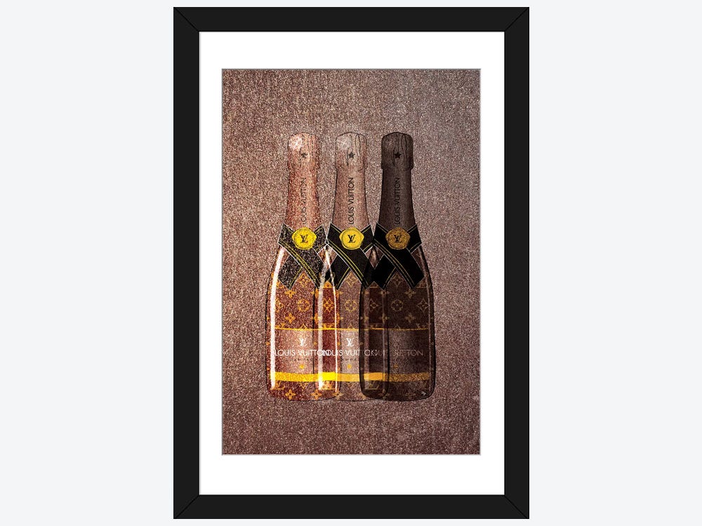 Art  Louis Vuitton Champagne Bottle Art Tabletop Display Wooden