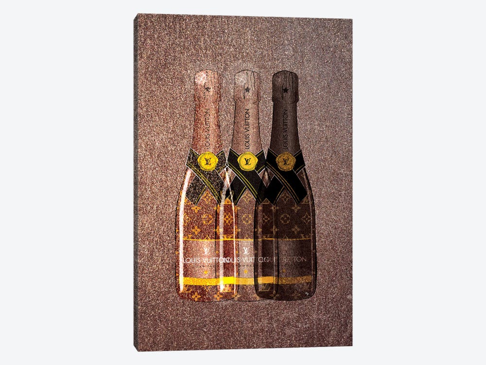 Art, Louis Vuitton Champagne Bottle Art Tabletop Display Wooden Block