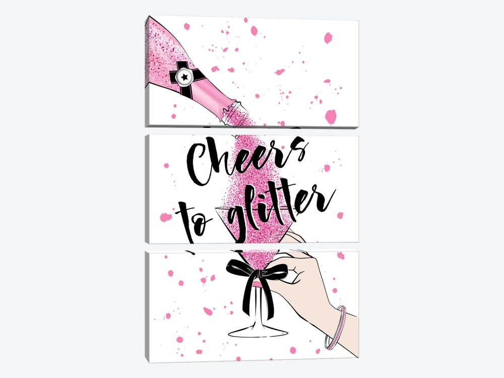 Cheers To Glitter by Martina Pavlova 3-piece Canvas Art