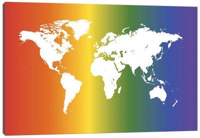 Fab Rainbow Map Canvas Art Print - World Map Art