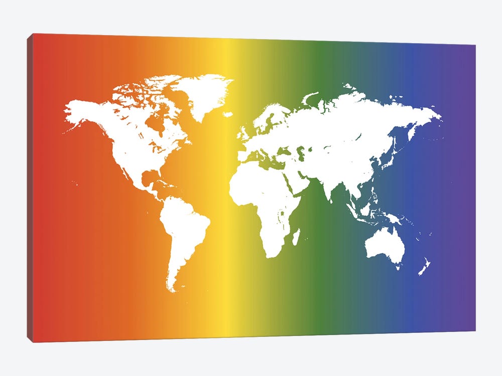 Fab Rainbow Map by Martina Pavlova 1-piece Canvas Art Print