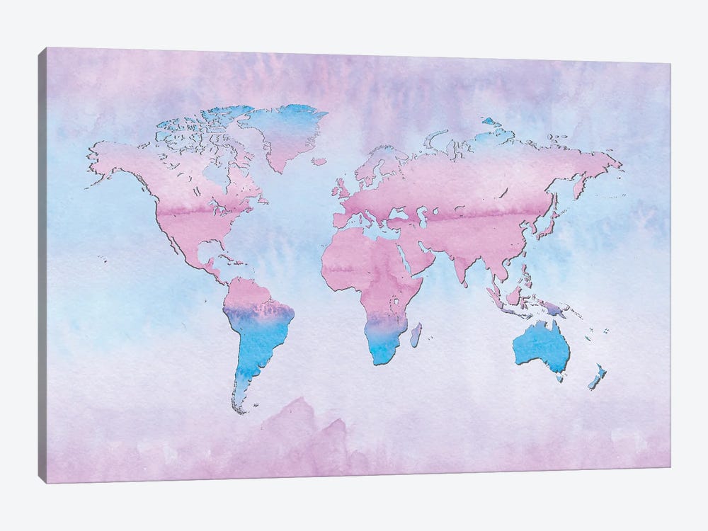 Pastel Map by Martina Pavlova 1-piece Canvas Art