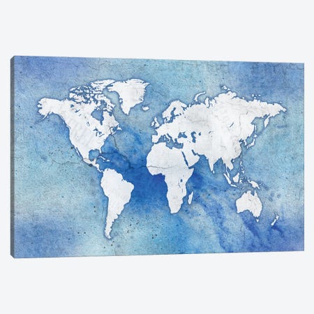 Blue Vintage Map Canvas Print #PAV895} by Martina Pavlova Art Print