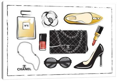 Chanel Accessories Canvas Art Print - Martina Pavlova Fashion Brands