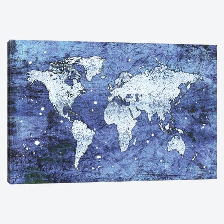 Blue Map Canvas Print #PAV902} by Martina Pavlova Canvas Wall Art