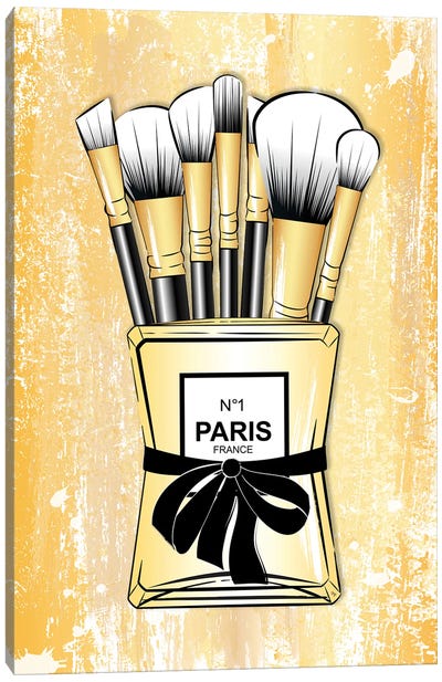Golden Brushes Canvas Art Print - Make-Up Art