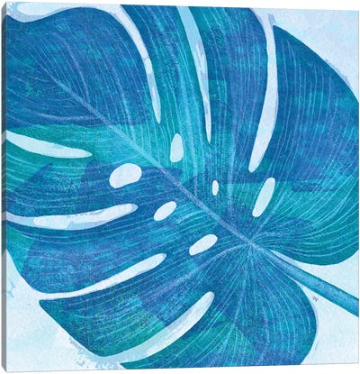 Blue Tropical Leaf I Canvas Art Print - Monstera Art