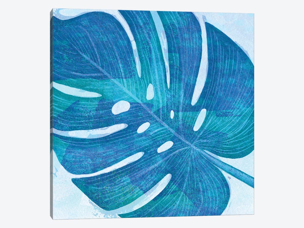Blue Tropical Leaf I by Martina Pavlova 1-piece Canvas Wall Art