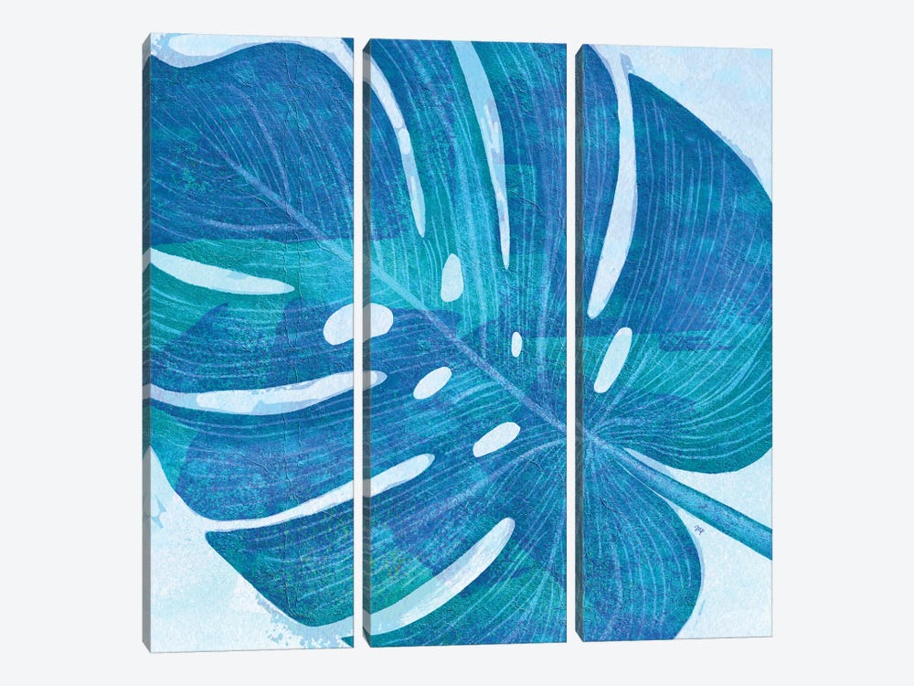 Blue Tropical Leaf I by Martina Pavlova 3-piece Canvas Art