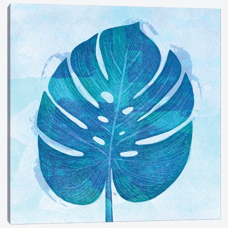 Blue Tropical Leaf II Canvas Print #PAV914} by Martina Pavlova Canvas Wall Art