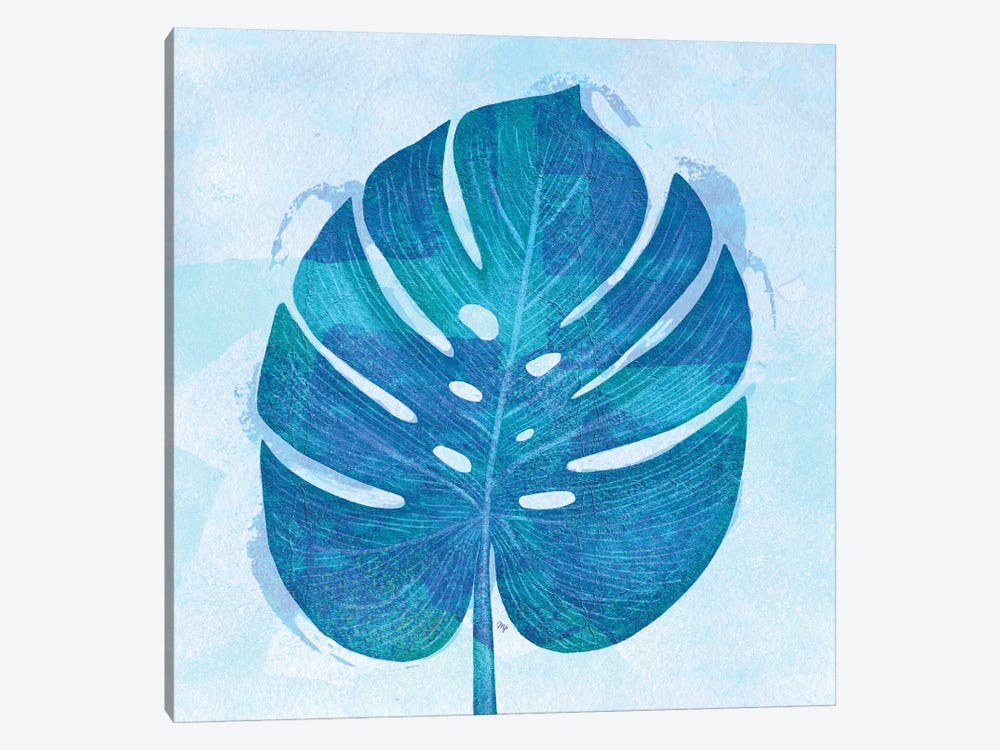 Blue Tropical Leaf II by Martina Pavlova 1-piece Canvas Art Print