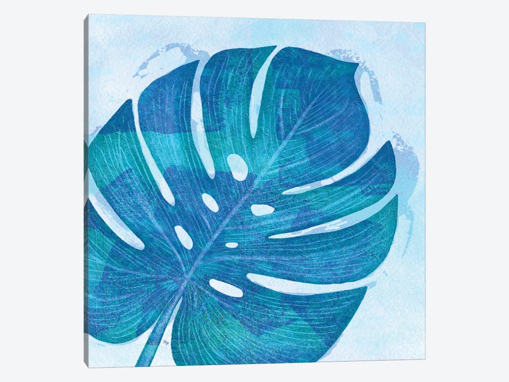 Blue Tropical Leaf III by Martina Pavlova 1-piece Canvas Art