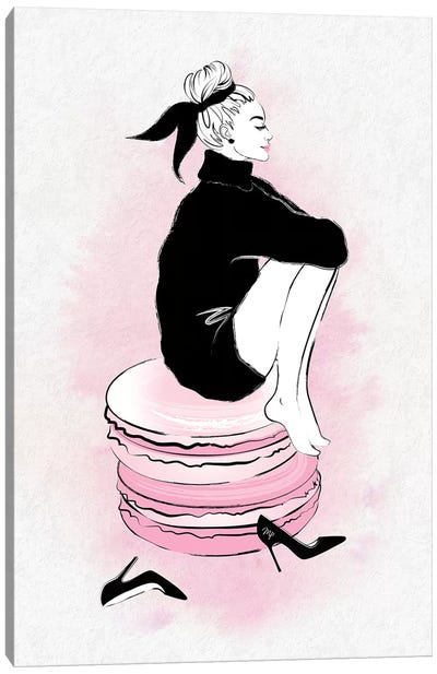 Macaron Girl Canvas Art Print - Martina Pavlova Food & Drinks