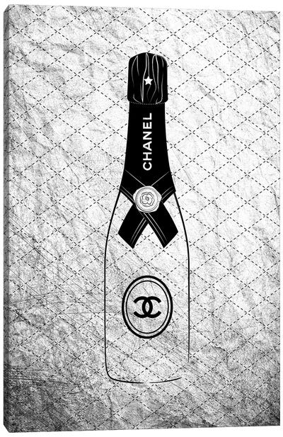 Chanel Champagne Bottle Canvas Art Print - Martina Pavlova
