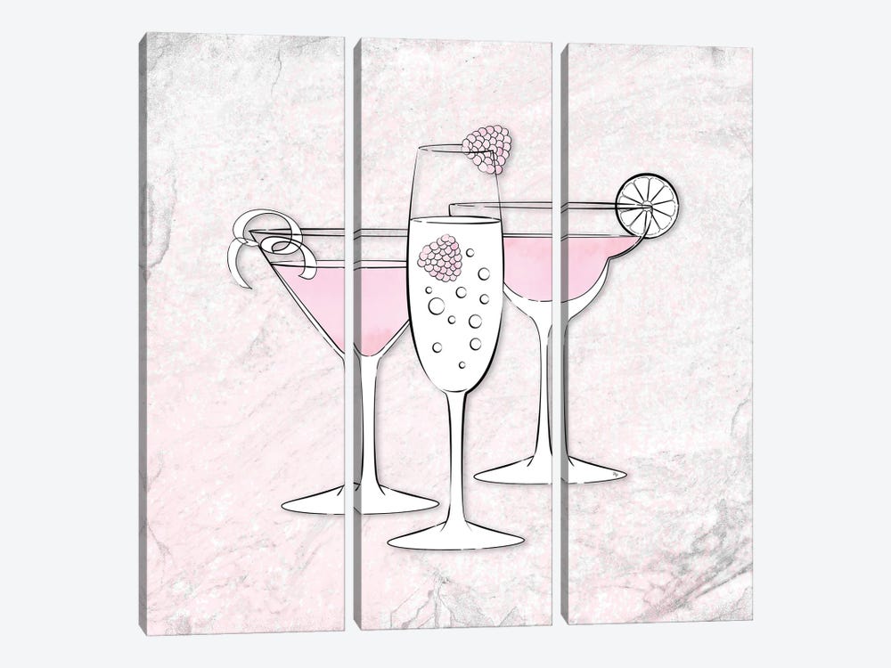 Pink Drinks by Martina Pavlova 3-piece Canvas Print