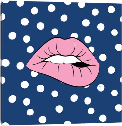 Bold Lips One Canvas Art Print - Polka Dot Patterns