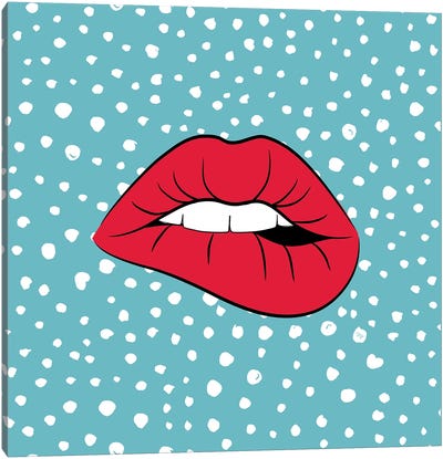 Bold Lips Two Canvas Art Print - Polka Dot Patterns