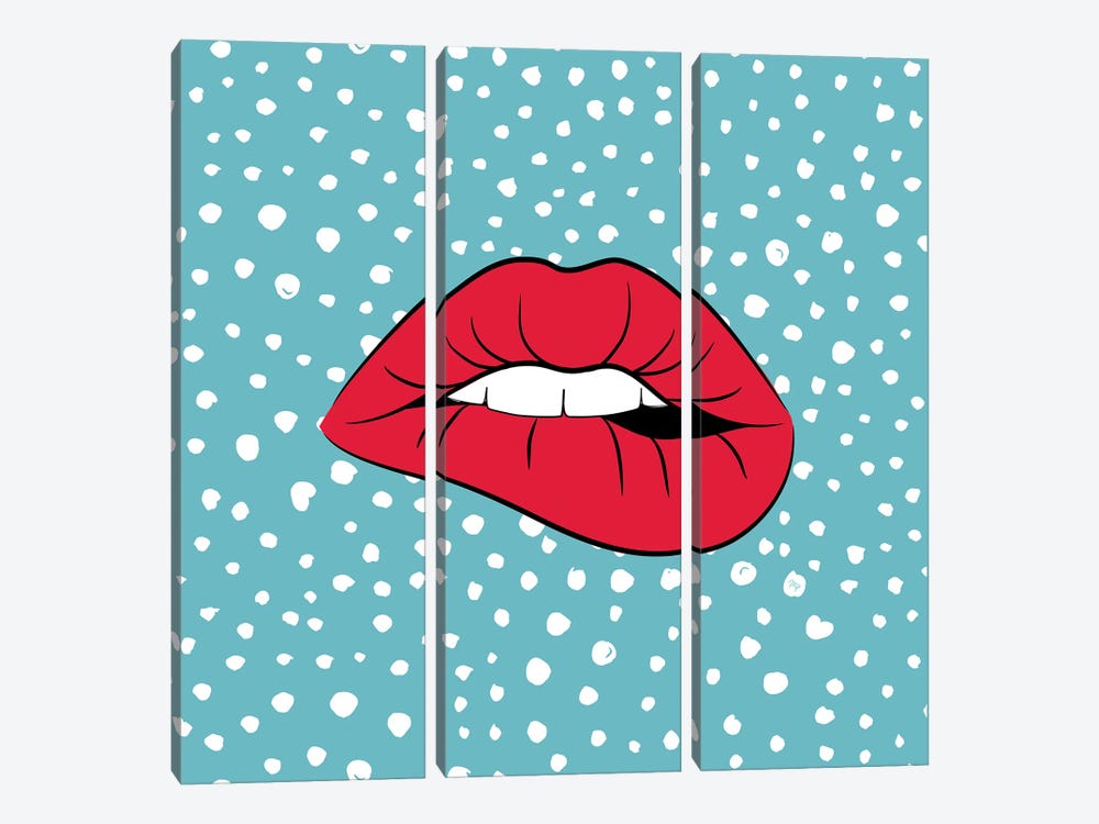 Bold Lips Two by Martina Pavlova 3-piece Canvas Art Print