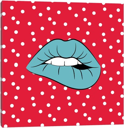 Bold Lips Three Canvas Art Print - Polka Dot Patterns