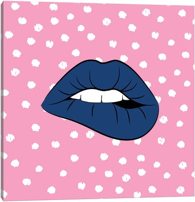 Bold Lips Four Canvas Art Print - Polka Dot Patterns