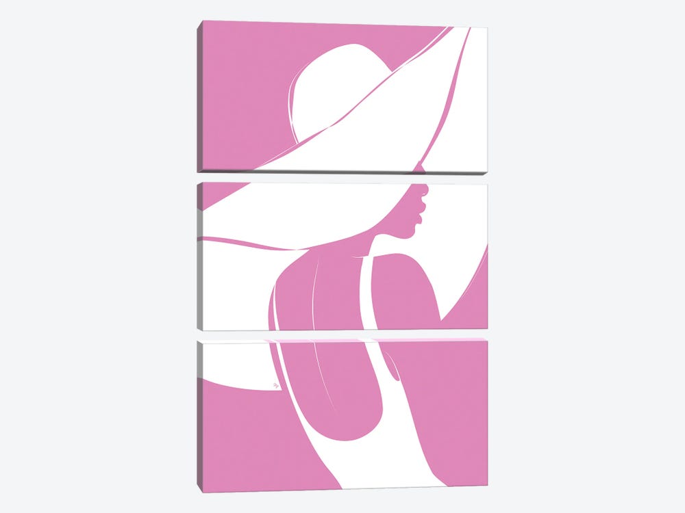 Pink Summer Lady by Martina Pavlova 3-piece Canvas Art Print